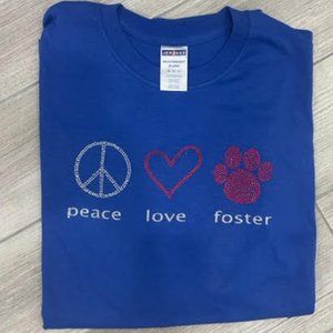 NWOT Peace / Love / Foster T shirt Size xl Royal